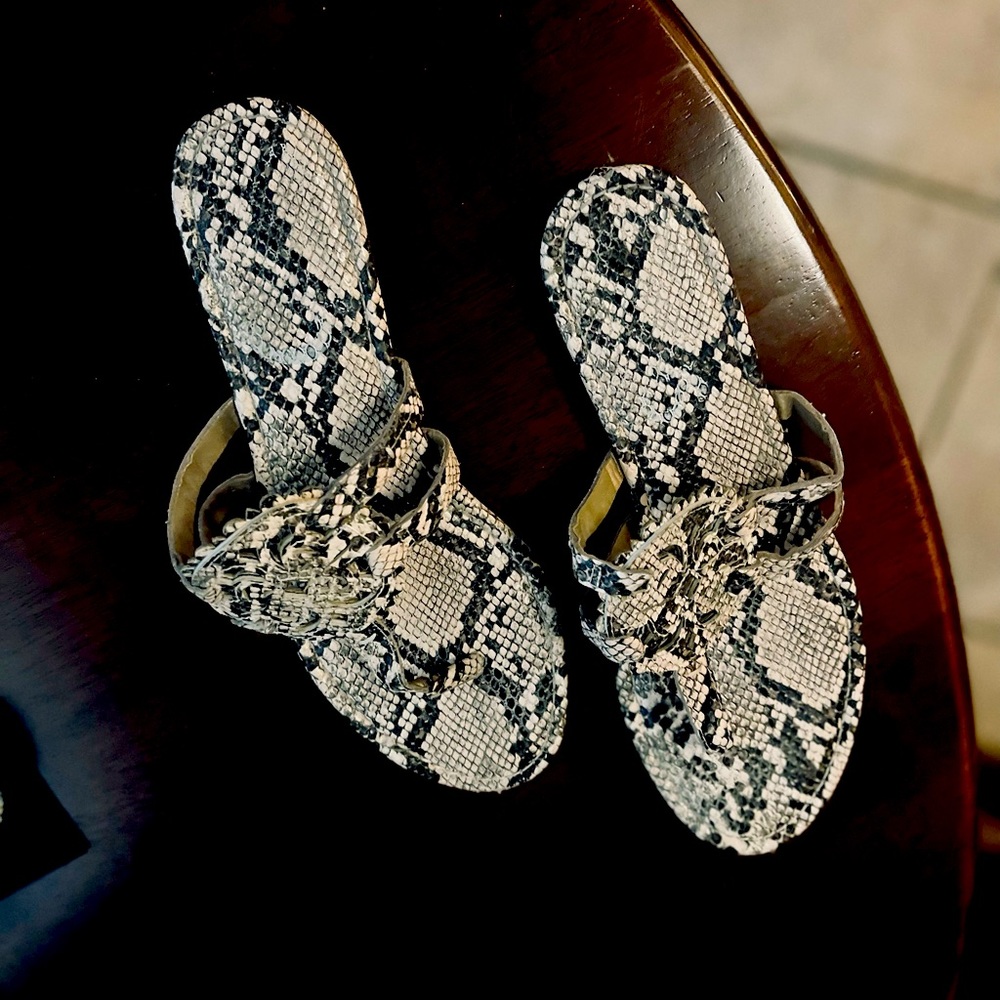 Snakeskin sandals. Great shoes.